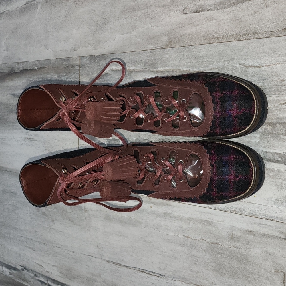 Chanel Tweed Lace-Up Boots